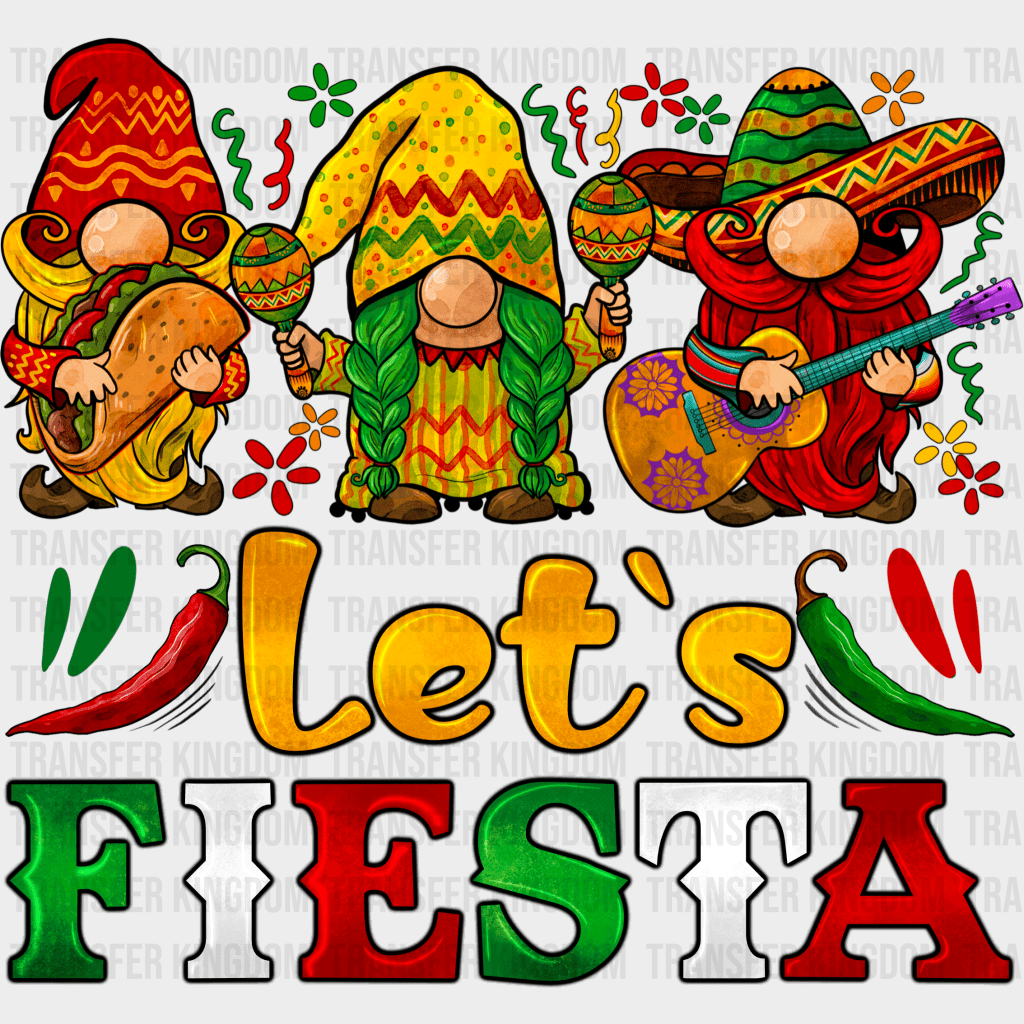 Gnomies Let's Fiesta - Cinco De Mayo DTF heat transfer - Transfer Kingdom