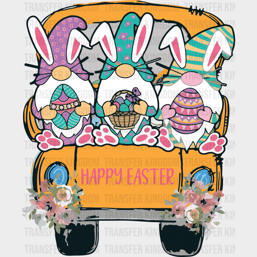 Gnomies On A Bus Easter Design - DTF heat transfer - Transfer Kingdom