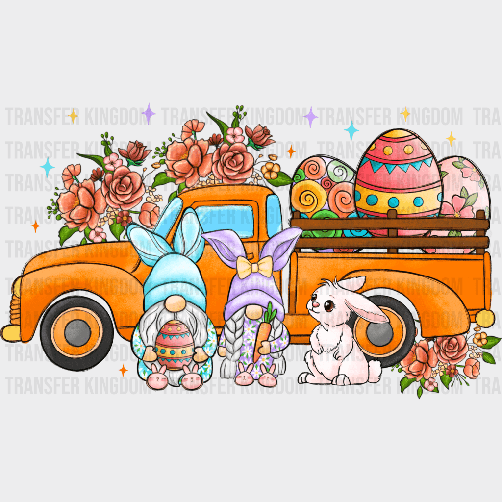 Gnomies With Truck Easter Design - DTF heat transfer - Transfer Kingdom