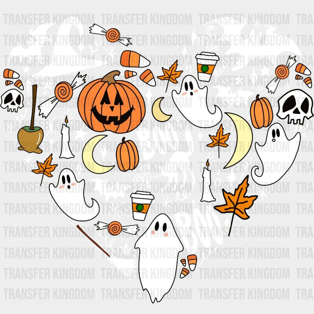 Halloween Heart Boo Pumpkin Design - Dtf Heat Transfer