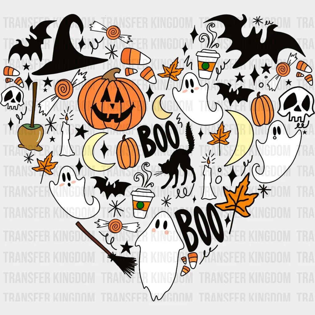 Halloween Heart Boo Pumpkin Design - Dtf Heat Transfer