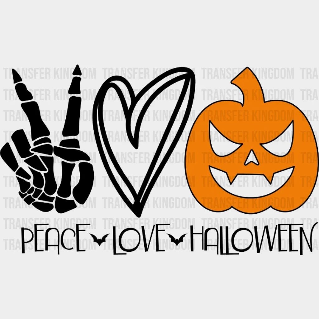 Halloween Peace Love Pumpkin Design - Dtf Heat Transfer