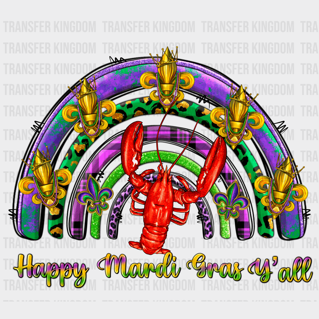 Happy Mardi Gras Yall Design- Dtf Heat Transfer