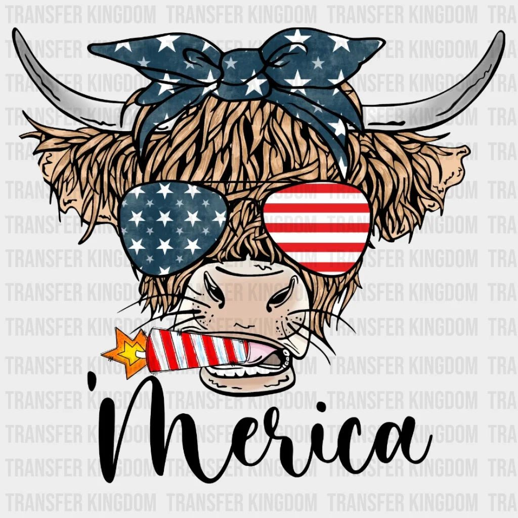 Highland Cow Merica Dtf Transfer