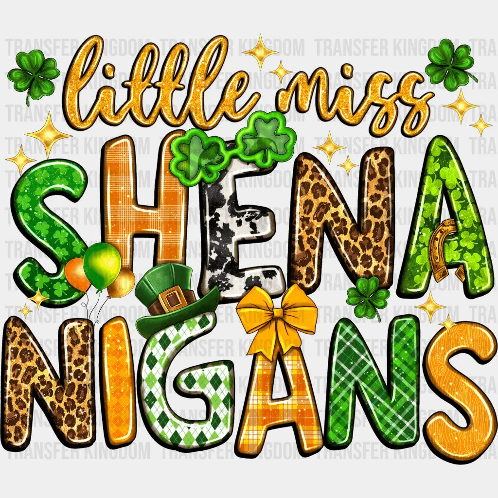 Little Miss Shenanigans St. Patrick's Day Design - DTF heat transfer - Transfer Kingdom
