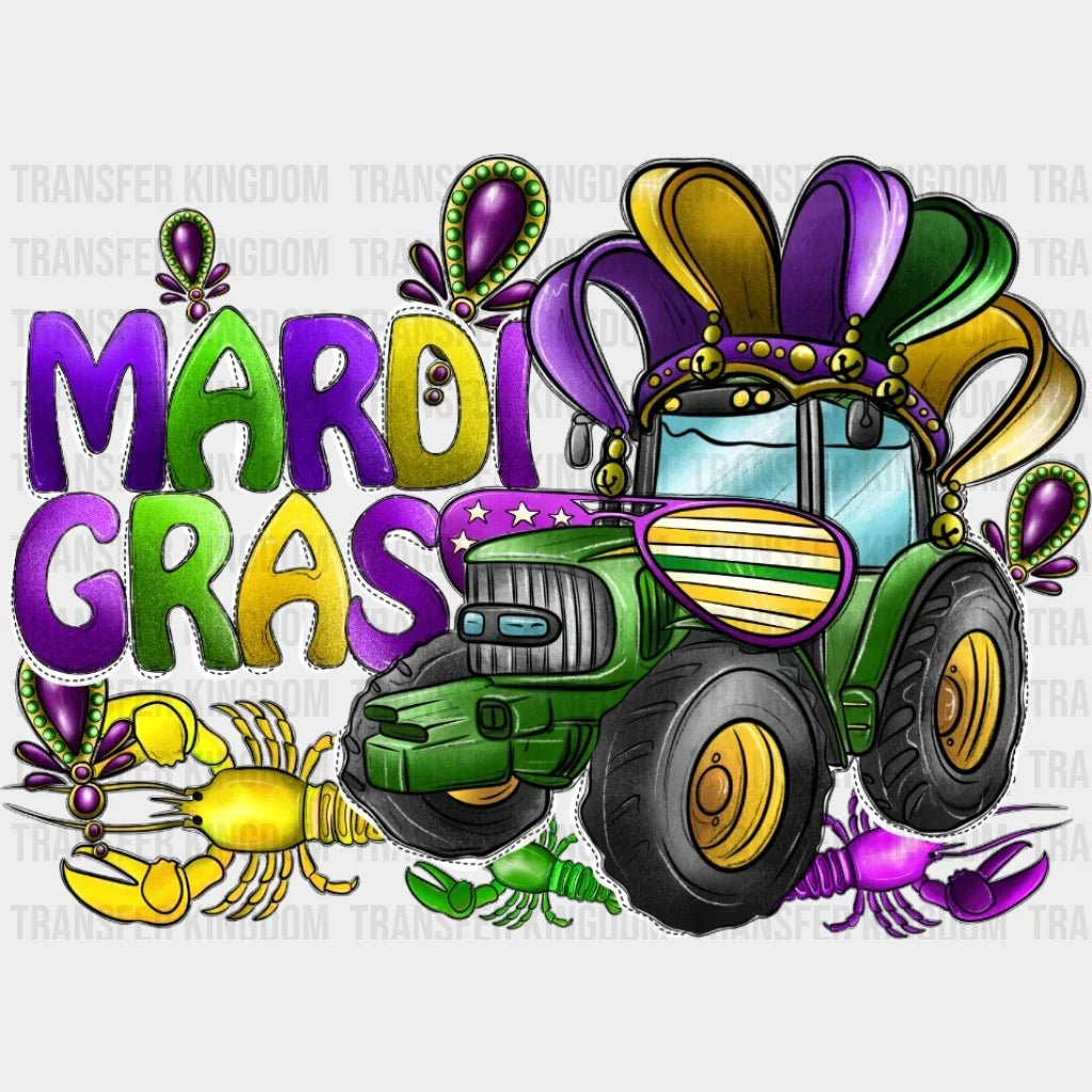 Mardi Gras Tractor Design- Dtf Heat Transfer