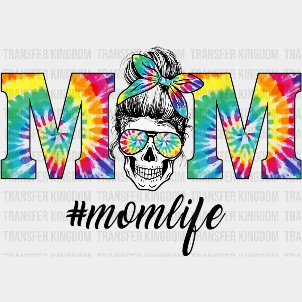 Mom Life Skull Lady Tie Dye MOM - Working Mom - Funny Mom - Cute Mom - Design - DTF heat transfer - Transfer Kingdom
