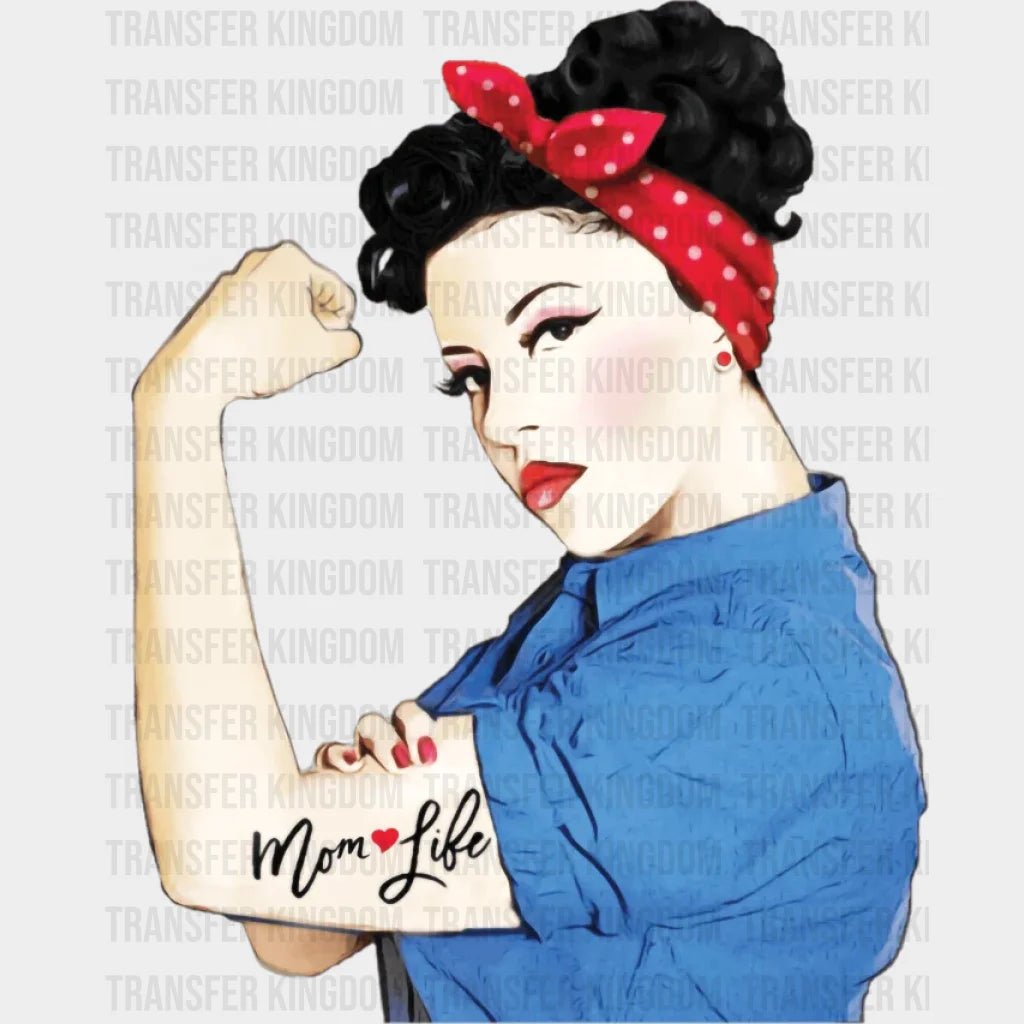 Mom Life Tattoo Heart Girl Power Pinup Retro Mommy - Strong Mama - Mothers Day - Design - DTF heat transfer - Transfer Kingdom