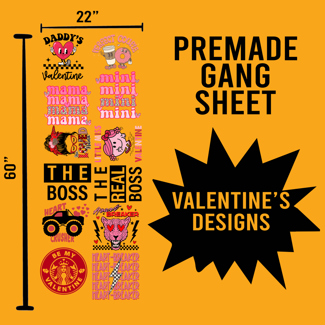 Valentine's Premade Gang sheet-22X60 - Transfer Kingdom