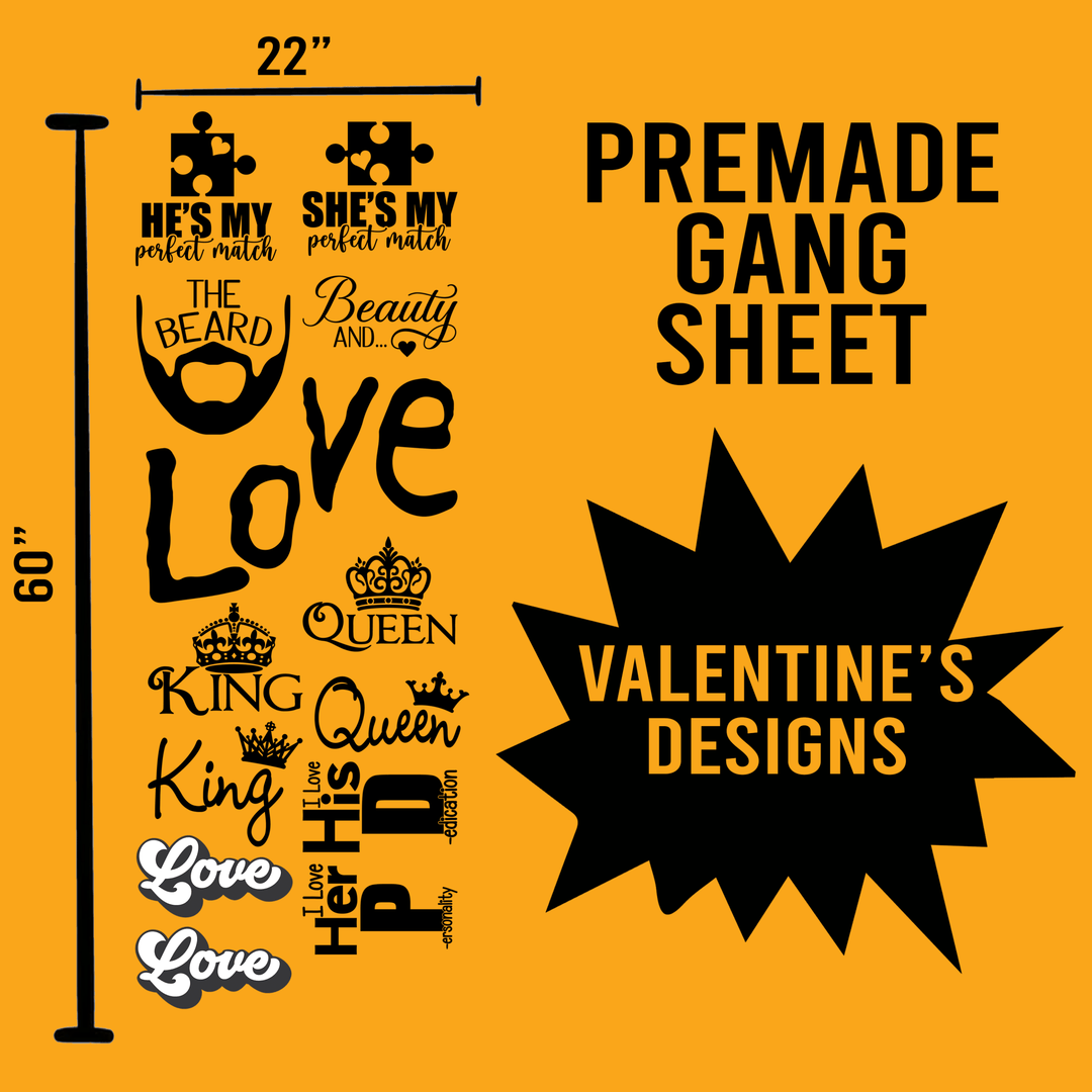 Valentine's Premade Gang sheet-22X60 - Transfer Kingdom