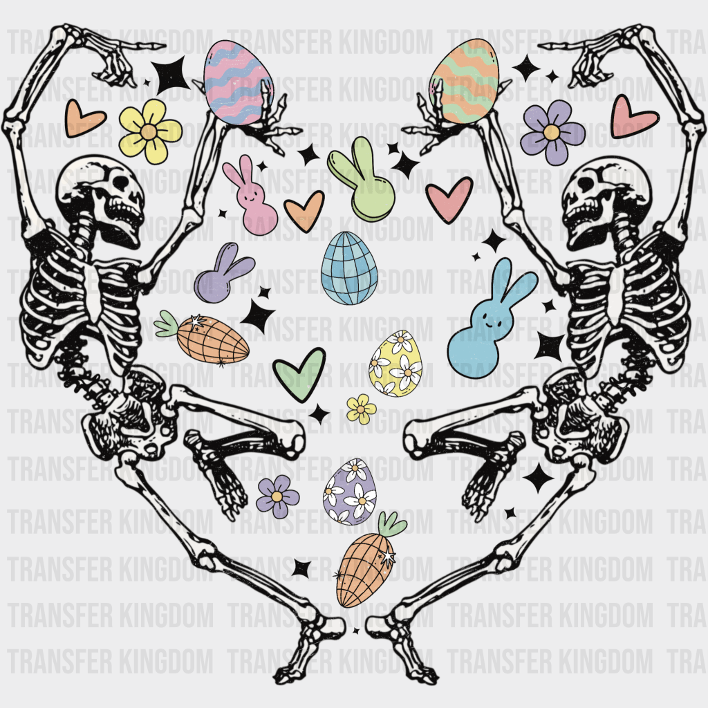 Skeletons Heart Shape Easter Design - DTF heat transfer - Transfer Kingdom