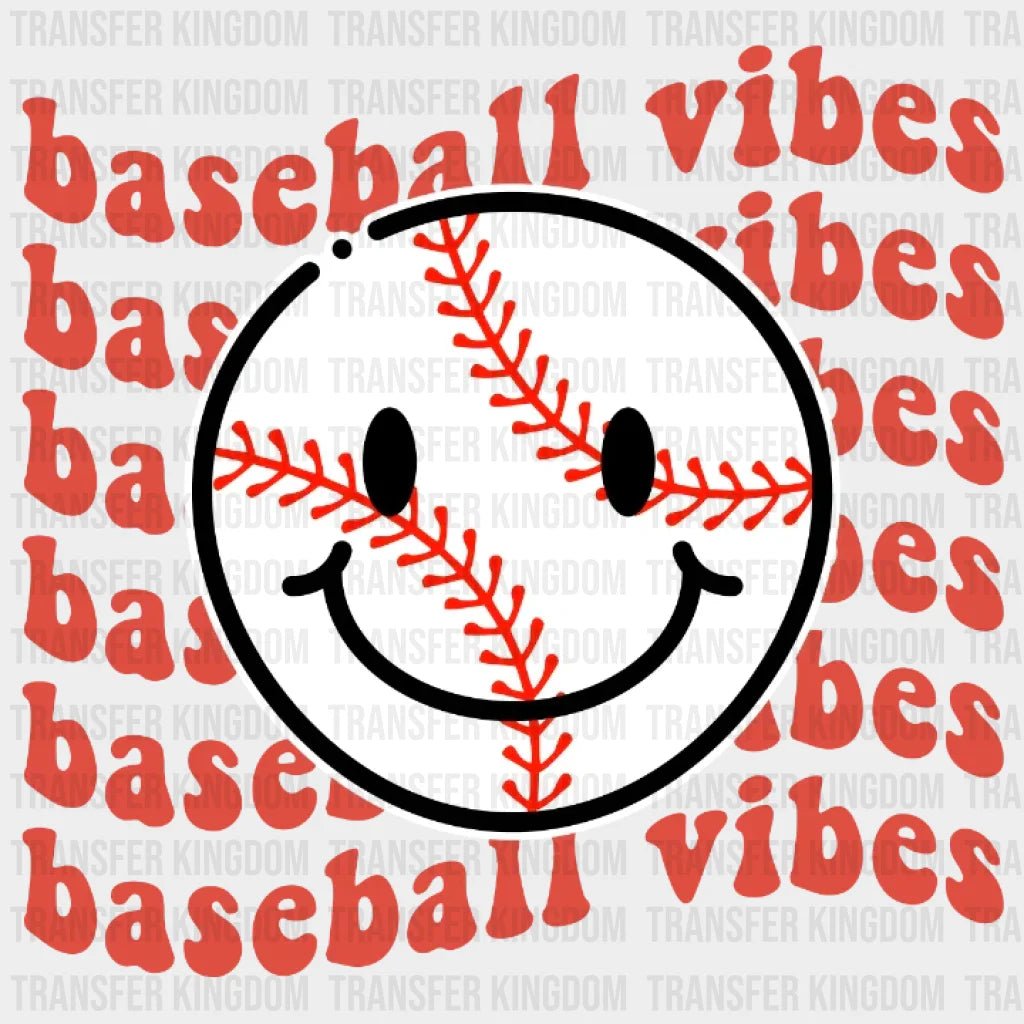 Smiley Baseball Vibes Dtf Transfer