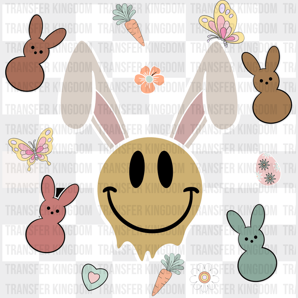 Smiley Bunny Ears Easter Design- DTF heat transfer - Transfer Kingdom