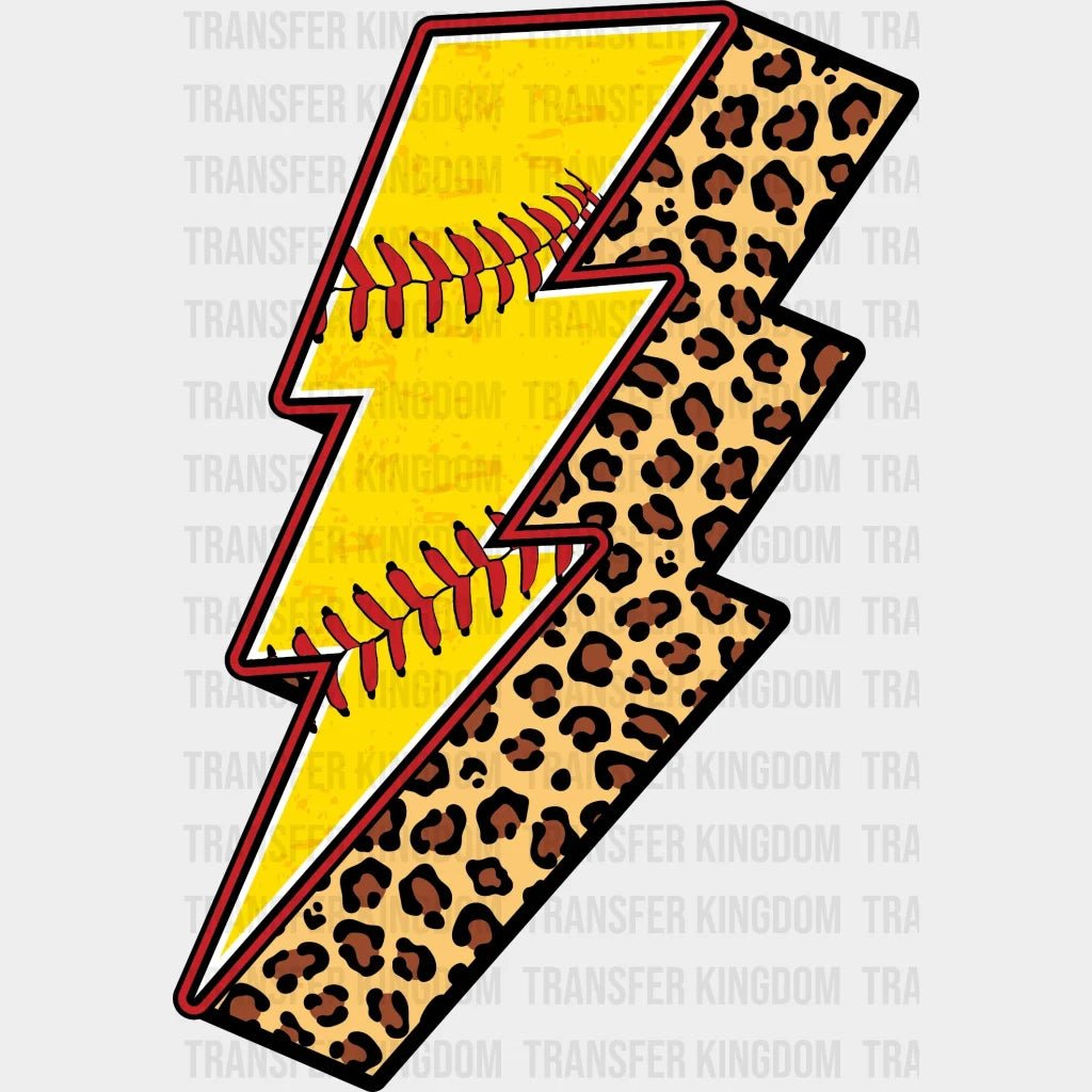 Softball Lightning Leopard Dtf Transfer
