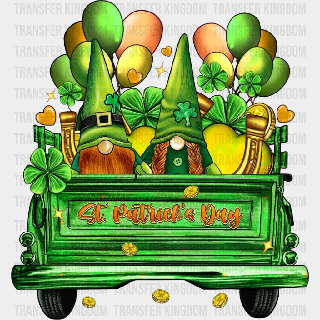 St. Patrick's Day Truck Gnome Balloon Design - DTF heat transfer - Transfer Kingdom