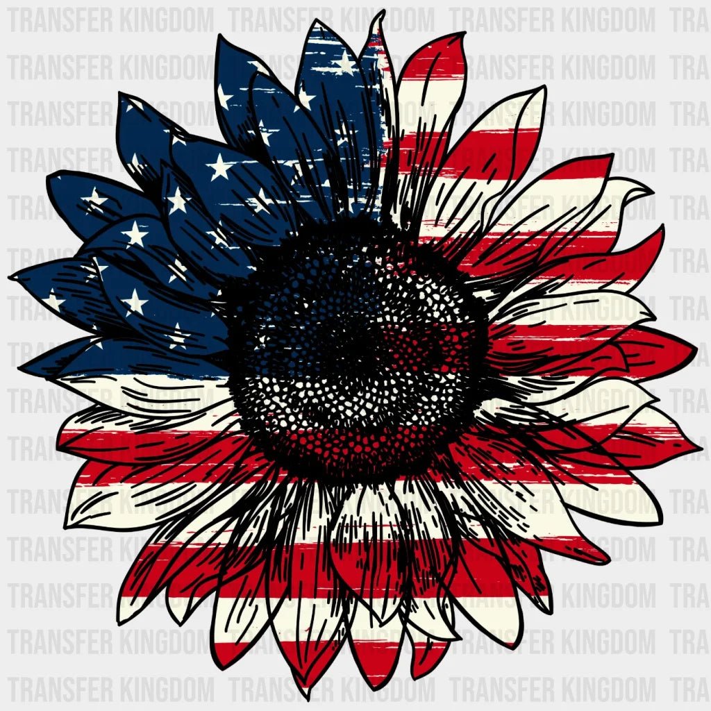 Sunflower American Flag Dtf Transfer