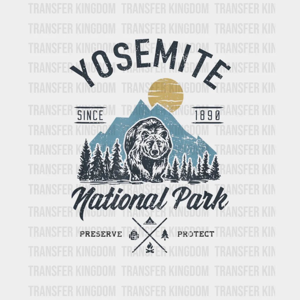 Vintage Retro Yosemite National Park Hiking Design - Dtf Heat Transfer