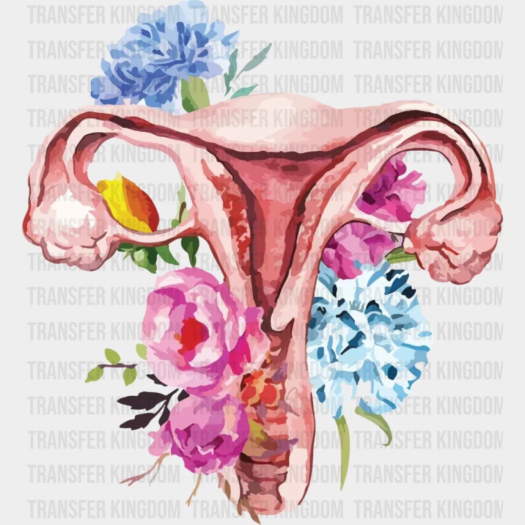 Watercolor Floral Uterus Design - Dtf Heat Transfer