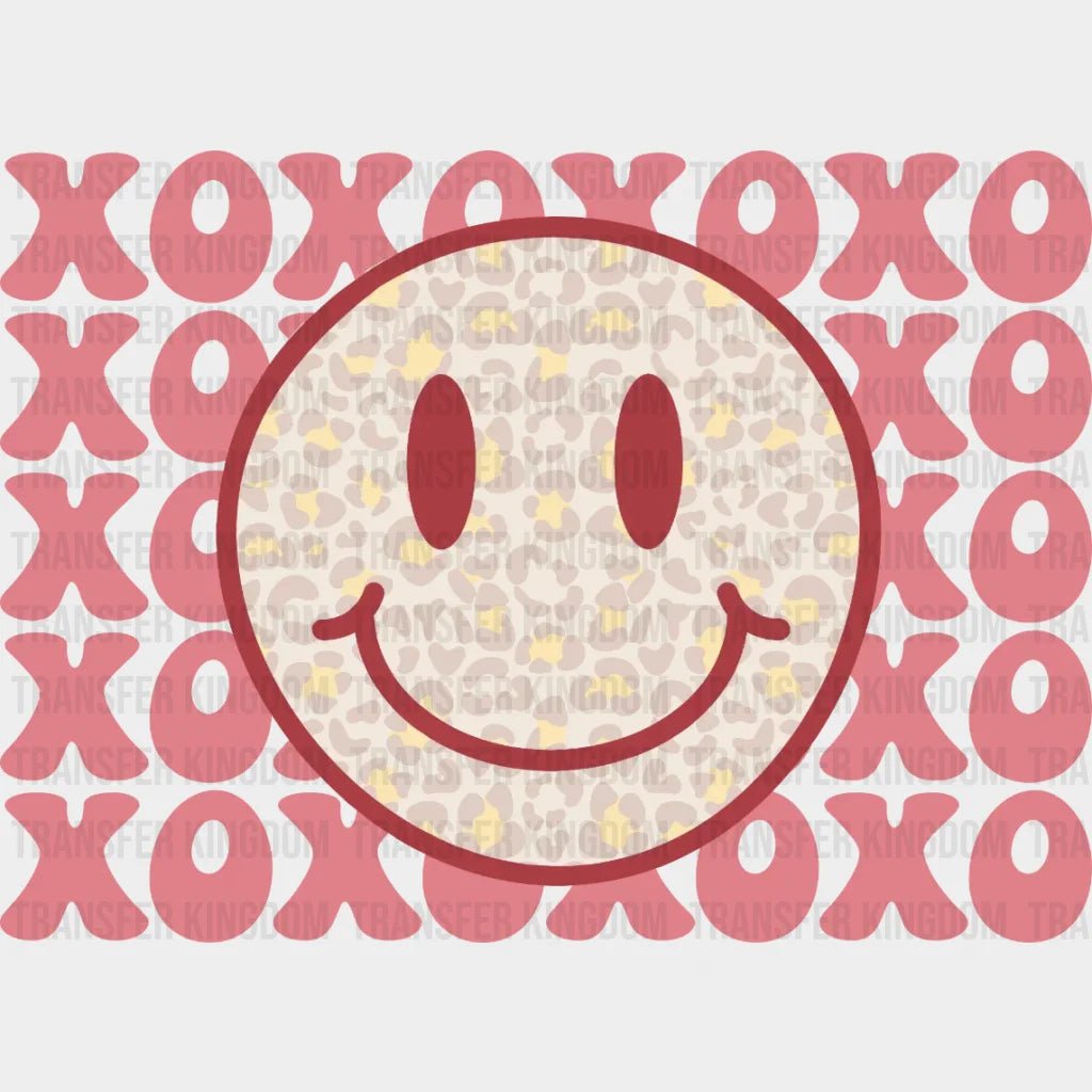 Xoxo Leopard Smiley Face Valentines Day Design - Dtf Heat Transfer