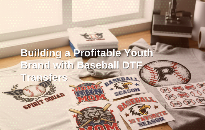 Heat pressing vibrant baseball DTF transfers onto custom youth spirit wear and hoodies
