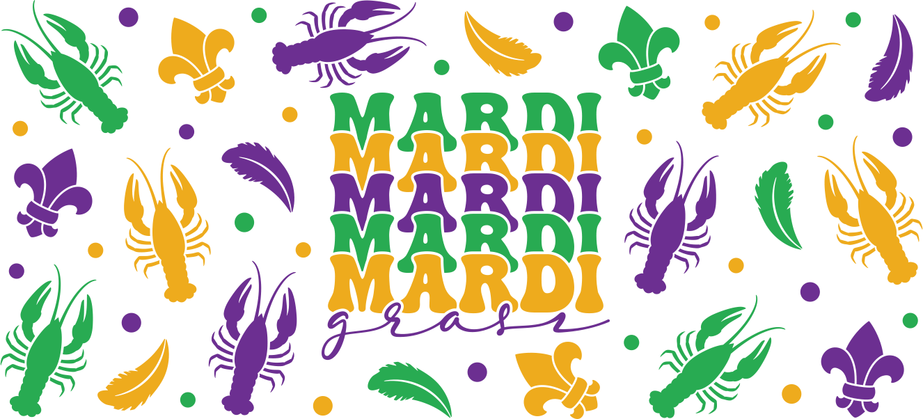 Mardi Gras Cup Wrap UV DTF Stickers