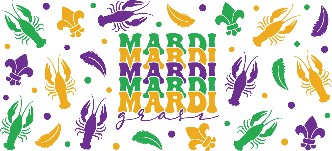 Mardi Gras Cup Wrap UV DTF Stickers