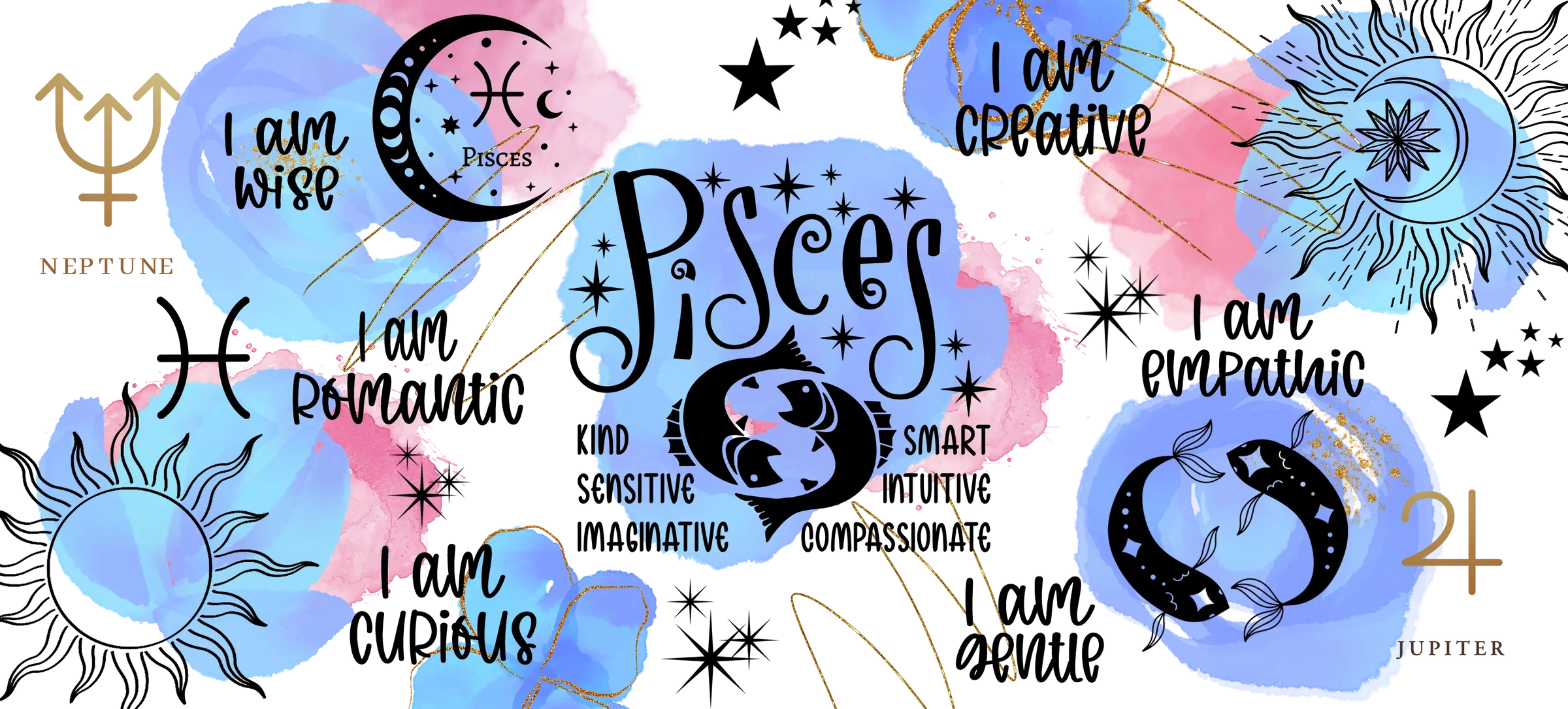 Zodiac Cup Wrap UV DTF Stickers