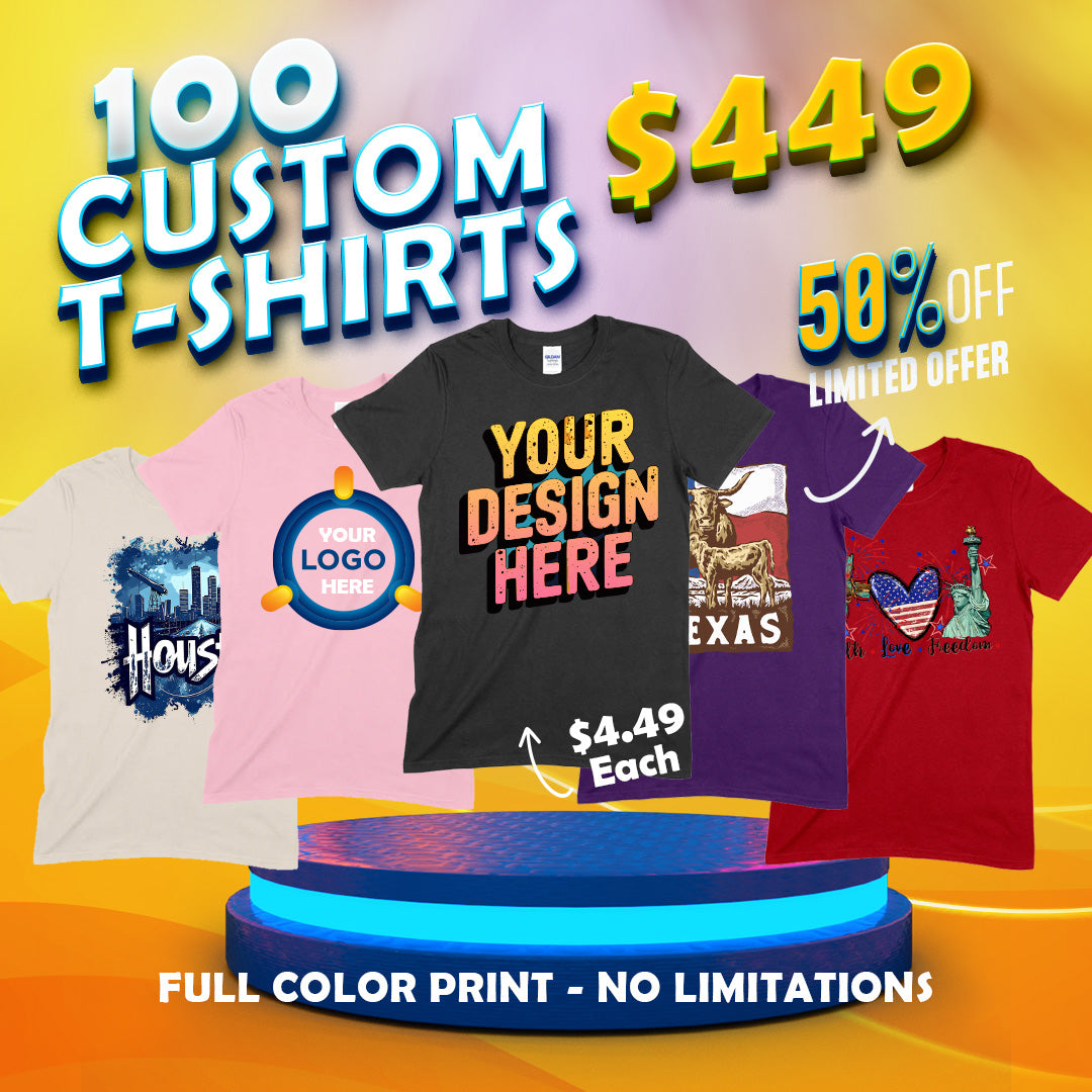 100 Gildan HeavyCotton® Custom T-shirts Bundle