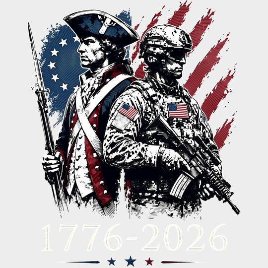 1776-2026 - Army DTF Transfers - Adult Unisex - S & M (10’’) / Light Color Design (See Imaging)