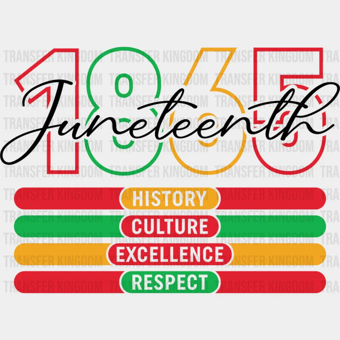 1865 Juneteenth History Culture Excellence Respect - Juneteenth DTF Transfer