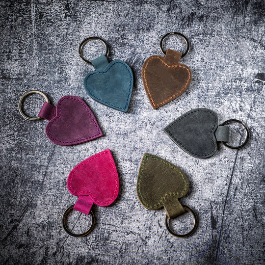 Heart-Shaped Keychain – Faux Leather Key Ring in Multiple Colors