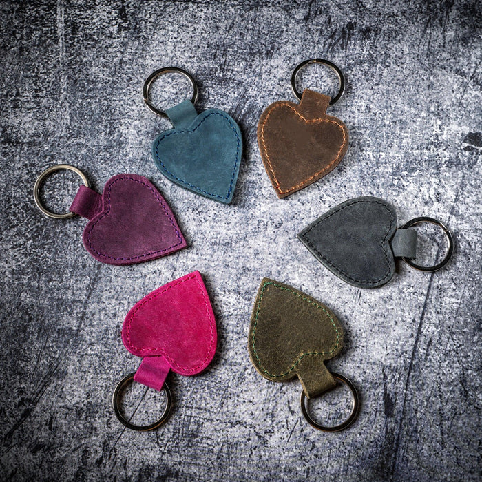 Heart-Shaped Keychain – Faux Leather Key Ring in Multiple Colors