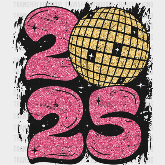 2025 Disco Ball Design - New Year Iron On Dtf Transfer Unisex S & M (10’’) / Dark Color See Imaging