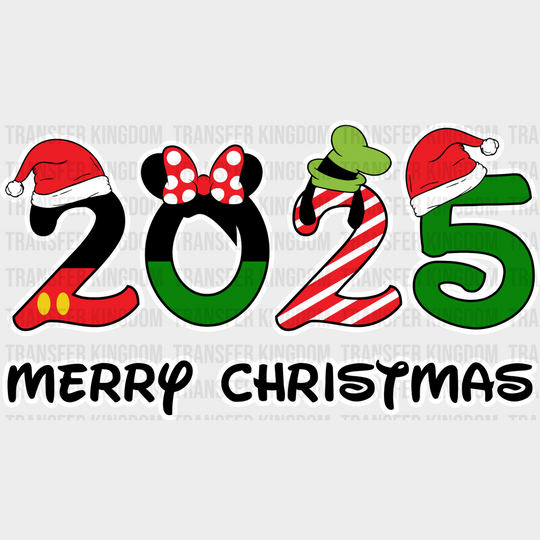 2025 Merry Christmas - Disney Iron On Dtf Transfer Unisex S & M (10’’) / Light Color Design See