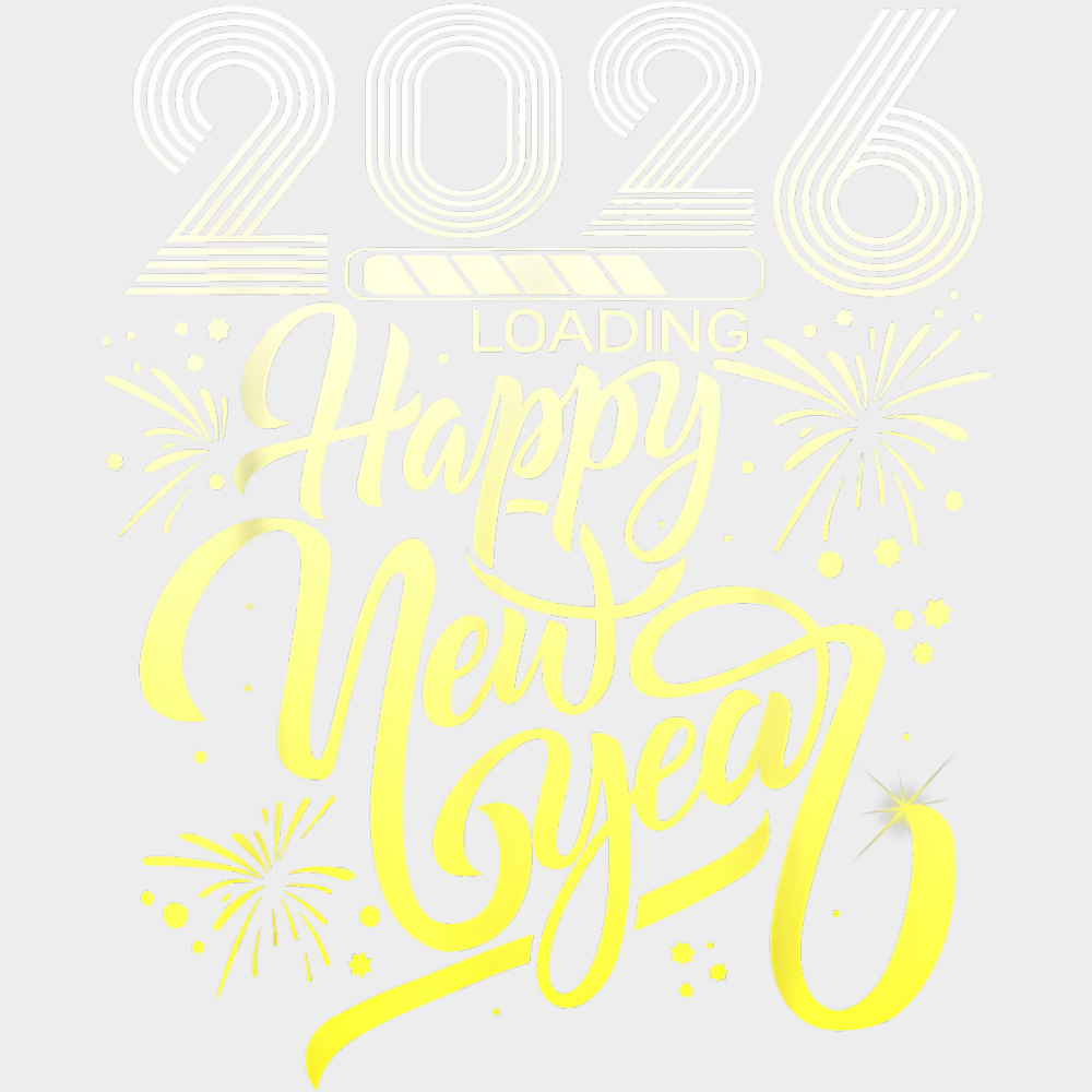 2026 Loading... Happy New Year B&W - New Year DTF Transfer Adult Unisex - S & M (10’’) / Light Color Design (See