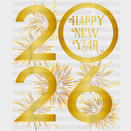 2026 Yellow Fireworks - New Year DTF Transfer