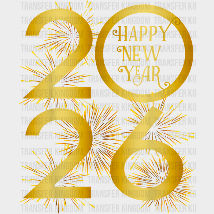 2026 Yellow Fireworks - New Year DTF Transfer