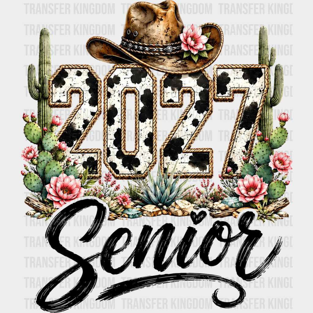 2027 Senior Cowgirl - Senior DTF Transfers - Adult Unisex - S & M (10’’) / Dark Color Design (See Imaging)