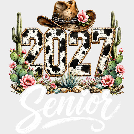 2027 Senior Cowgirl - Senior DTF Transfers - Adult Unisex - S & M (10’’) / Light Color Design (See Imaging)