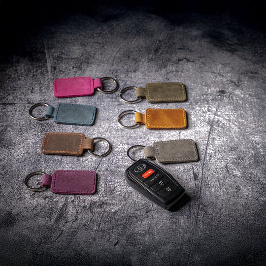 Square Keychain – Faux Leather Key Ring in Assorted Colors
