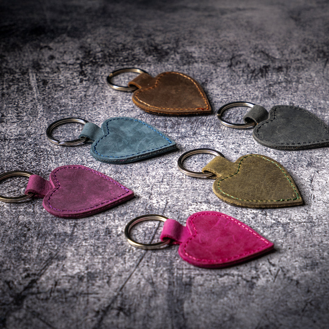 Heart-Shaped Keychain – Faux Leather Key Ring in Multiple Colors