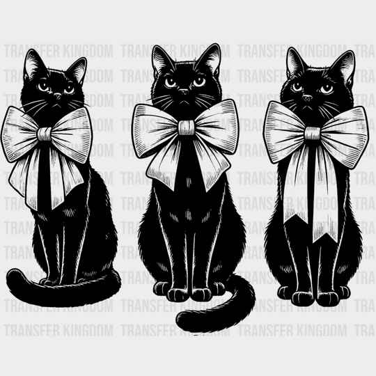 3 Cats With Bowtie - Cats DTF Transfer Adult Unisex - S & M (10’’) / Dark Color Design (See Imaging)