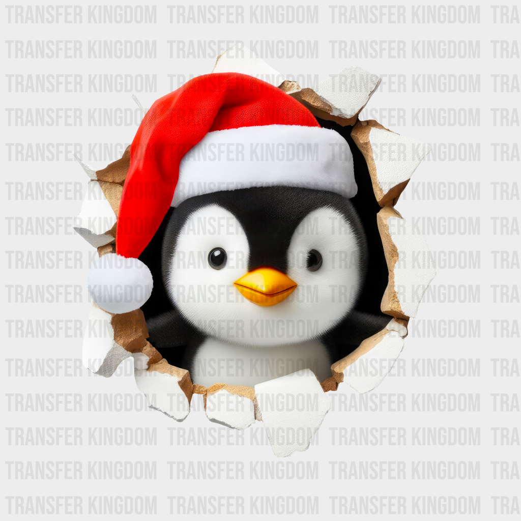 3D Christmas Penguin Head Christmas Design - Dtf Heat Transfer