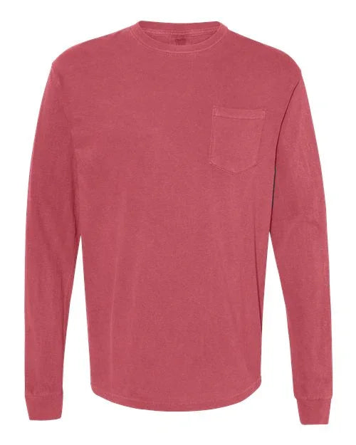 Garment-Dyed Heavyweight Long Sleeve Pocket T-Shirt - S - Transfer Kingdom