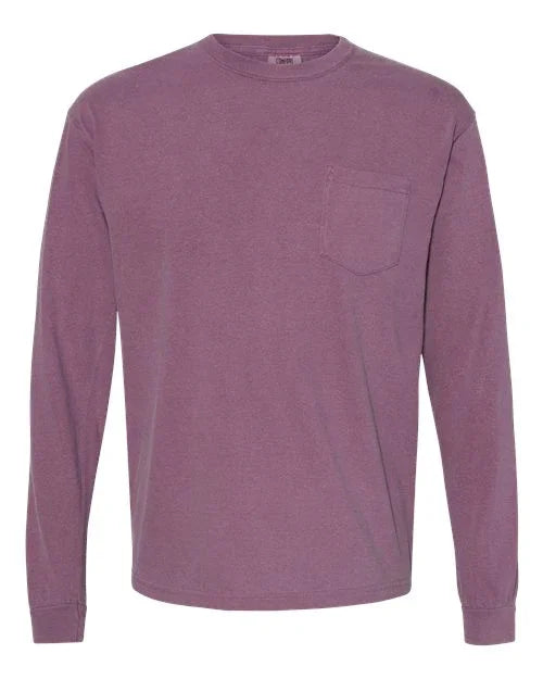 Garment-Dyed Heavyweight Long Sleeve Pocket T-Shirt - S - Transfer Kingdom