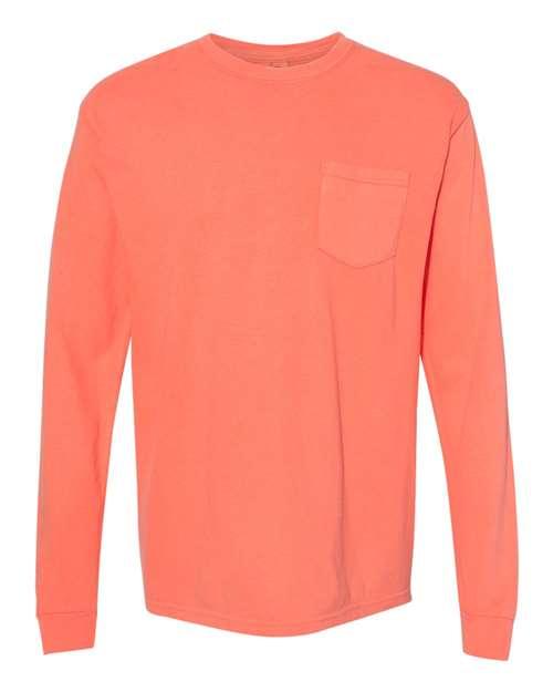 Garment-Dyed Heavyweight Long Sleeve Pocket T-Shirt - S - Transfer Kingdom