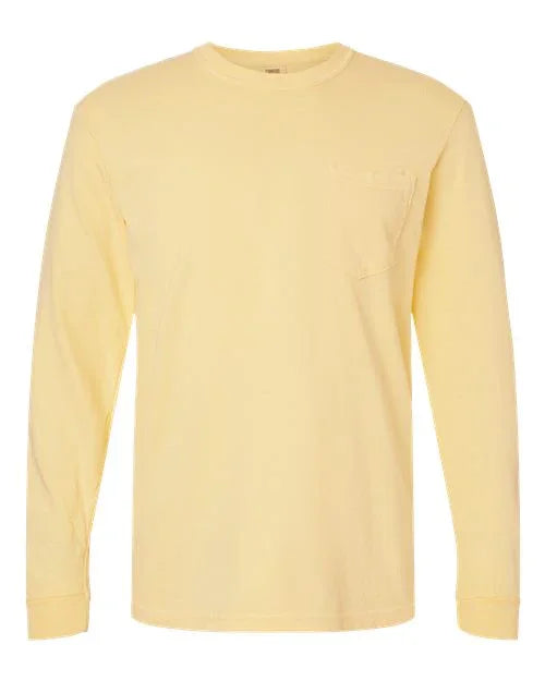 Garment-Dyed Heavyweight Long Sleeve Pocket T-Shirt - S - Transfer Kingdom