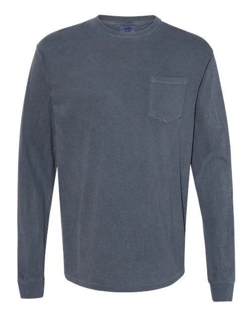 Garment-Dyed Heavyweight Long Sleeve Pocket T-Shirt - S - Transfer Kingdom