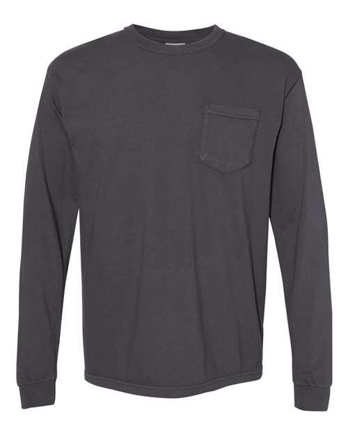 Garment-Dyed Heavyweight Long Sleeve Pocket T-Shirt - S - Transfer Kingdom