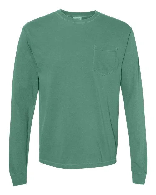 Garment-Dyed Heavyweight Long Sleeve Pocket T-Shirt - S - Transfer Kingdom